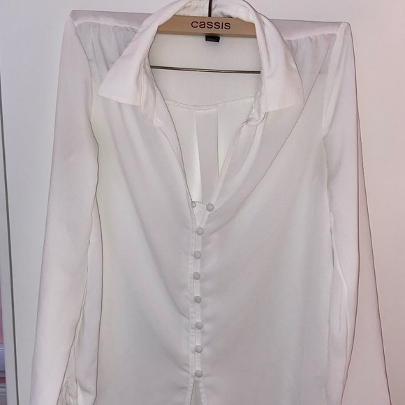 Buttoned Collar Blouse || White - Picture 1 of 7